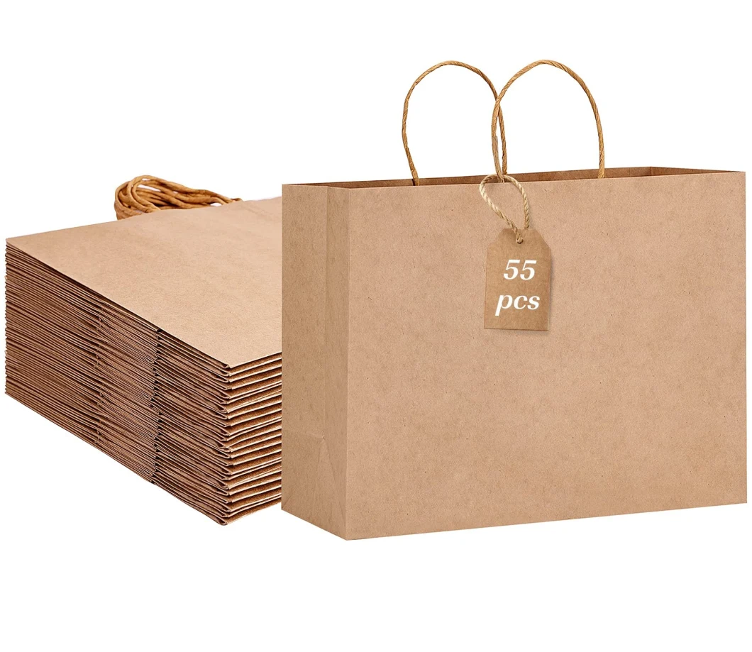 Recyclable Party Bags with Handles Kraft Paper Gift Bags Shop Booty Shopping Bags Women′s No Zipper Fashion Wholesale