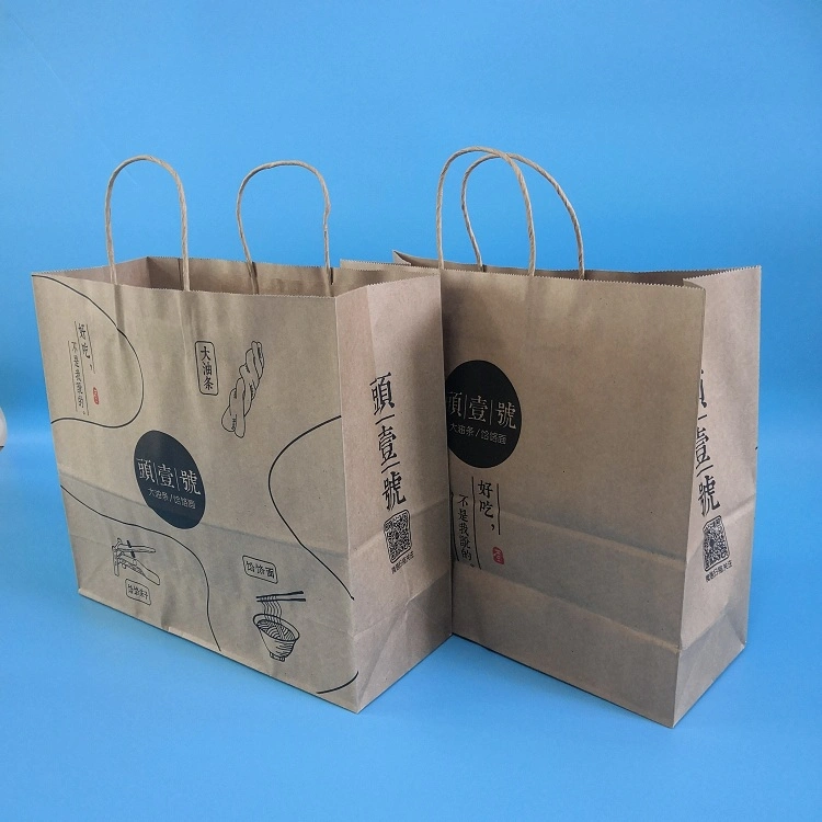 Hot Sale Customized Printed Brown Handle Kraft Clothes Shopper Recycled Kraft Paper Bag with Twisted Handles