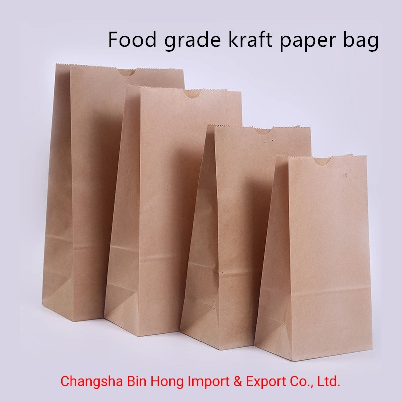 Sandwich Food Packaging Snack Food Sos Brown Kraft Paper Bags for Green Tea