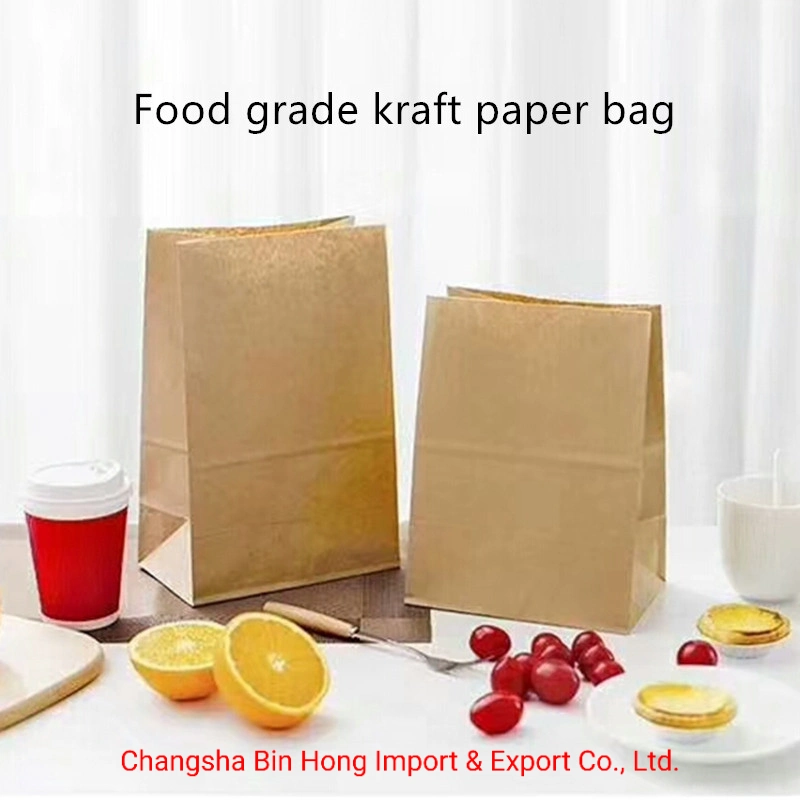 Sandwich Food Packaging Snack Food Sos Brown Kraft Paper Bags for Green Tea