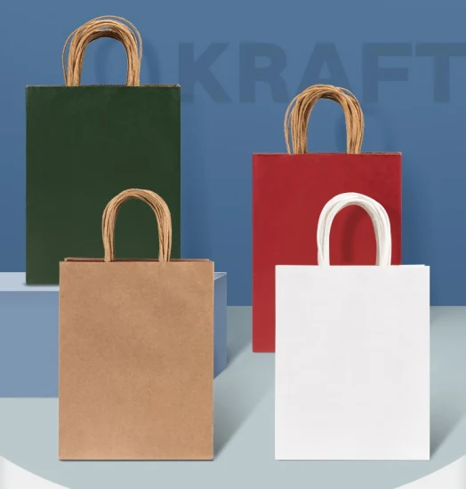 Kraftpapier-Einkaufsgeschenk, recycelte Papiertüte mit gedrehtem Griff